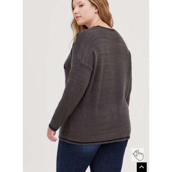 Torrid 1 Women 14/16 1x Gray Soft Plush Knit Star Knit Crewneck Sweater - Picture 2 of 9